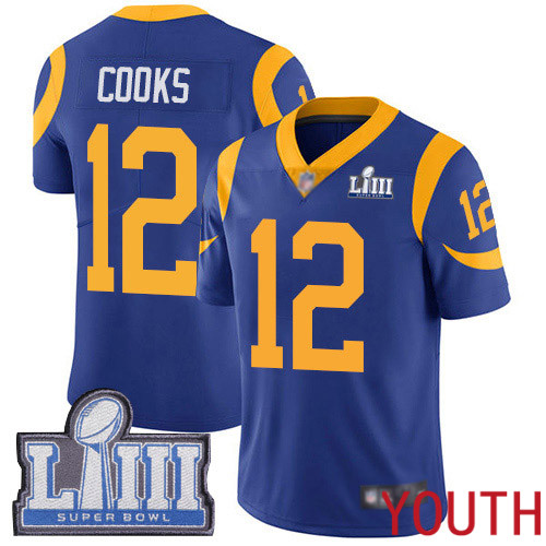 Los Angeles Rams Limited Royal Blue Youth Brandin Cooks Alternate Jersey NFL Football #12 Super Bowl LIII Bound Vapor Untouchable->->Youth Jersey